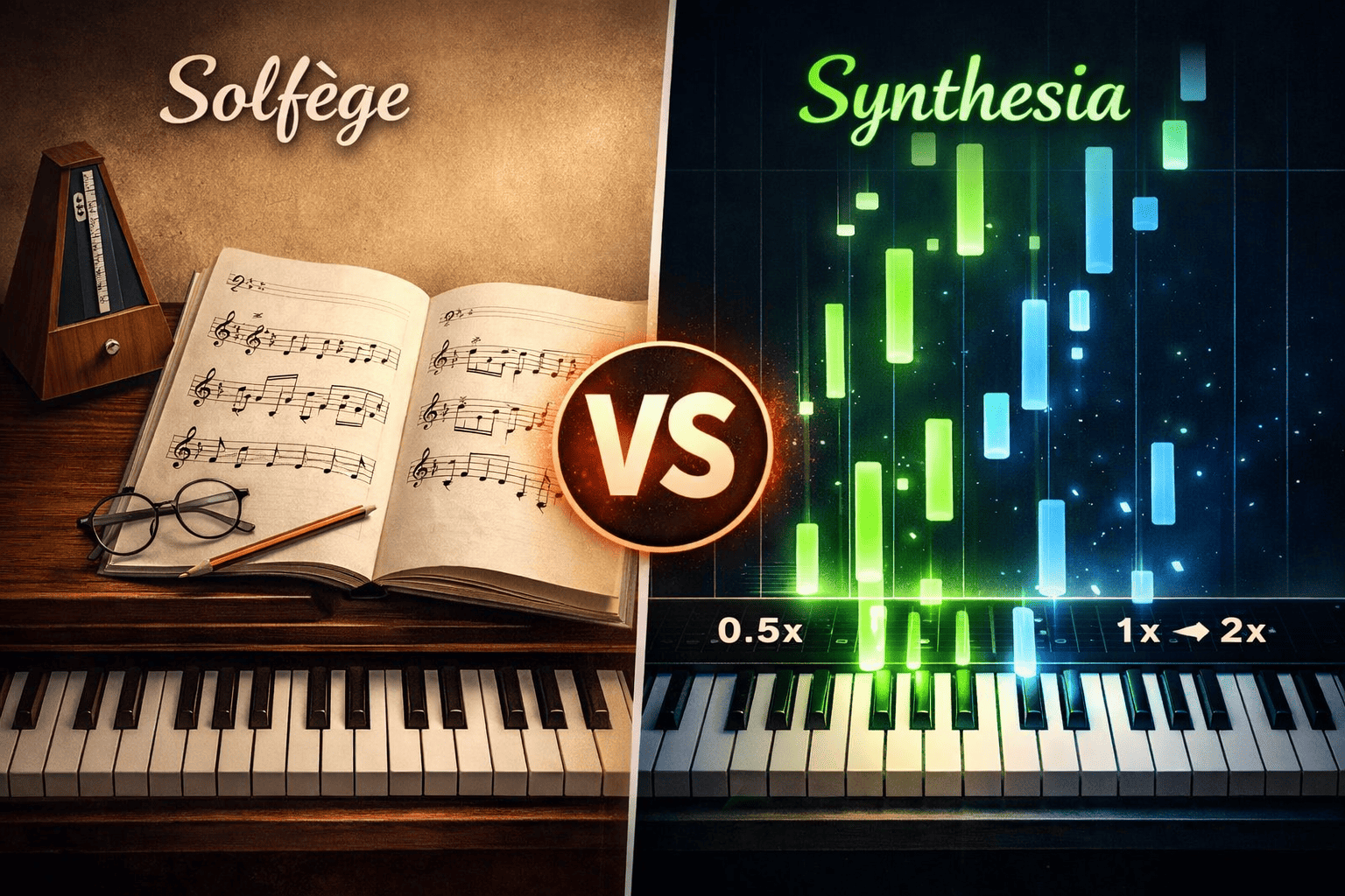 Solfège ou Synthesia - Comparaison des méthodes d'apprentissage du piano